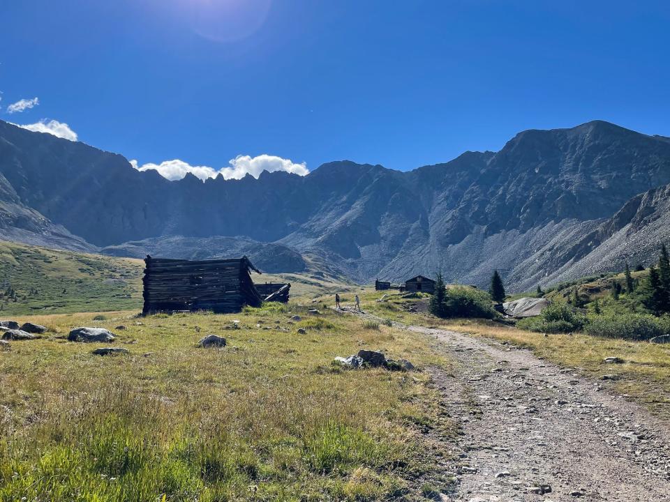 The Boston Mine ghost town on the Mayflower Gulch trail in Colorado.