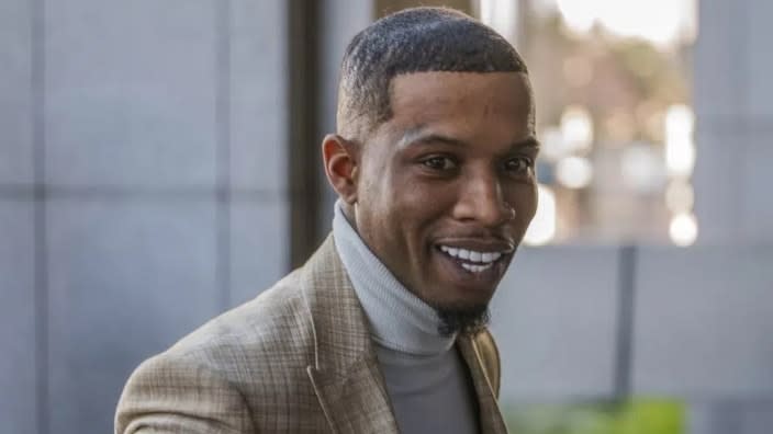 Daystar “Tory Lanez” Peterson returns to the Clara Shortridge Foltz Criminal Justice Center in Los Angeles for his trial last week. Peterson won’t be testifying in his own defense in his felony assault trial for allegedly shooting rapper Megan Thee Stallion in the foot. (Photo: Damian Dovarganes/AP)