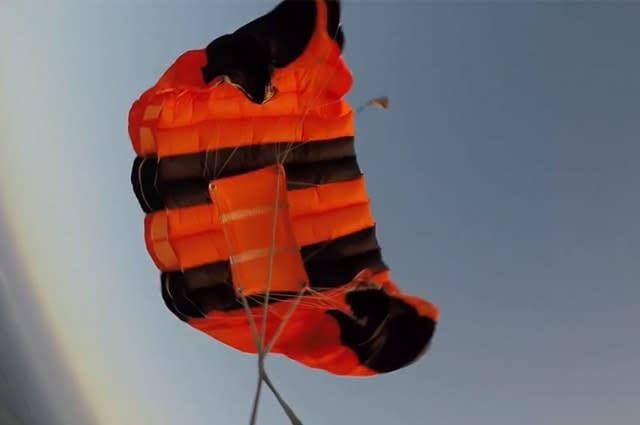 Terrifying moment UK skydiver deploys back up parachute after malfunction at 4,000 feet