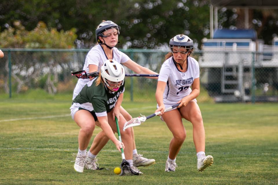St. Edward's hosts Melbourne in a high school girls lacrosse game Wednesday, April 3, 2024, in Indian River County.