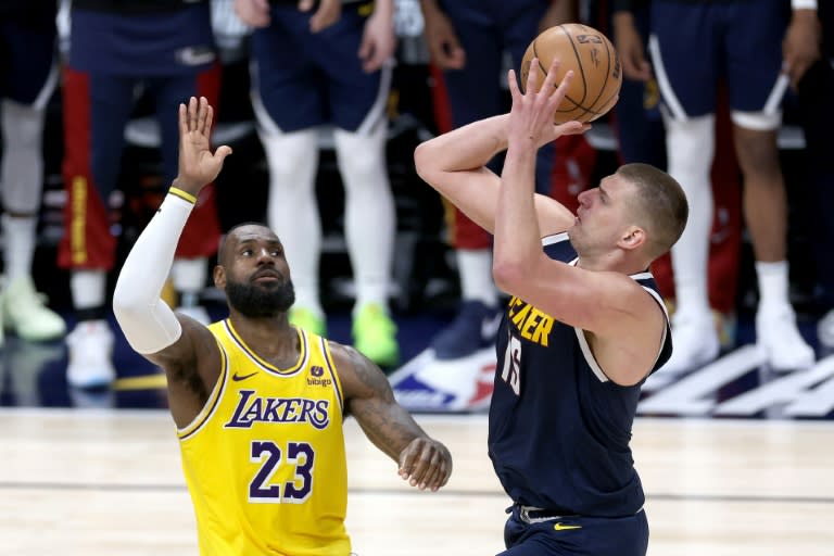<a class="link " href="https://sports.yahoo.com/nba/players/3704/" data-i13n="sec:content-canvas;subsec:anchor_text;elm:context_link" data-ylk="slk:LeBron James;sec:content-canvas;subsec:anchor_text;elm:context_link;itc:0">LeBron James</a> refused to be drawn on his future after the <a class="link " href="https://sports.yahoo.com/nba/teams/la-lakers/" data-i13n="sec:content-canvas;subsec:anchor_text;elm:context_link" data-ylk="slk:Los Angeles Lakers;sec:content-canvas;subsec:anchor_text;elm:context_link;itc:0">Los Angeles Lakers</a>' playoff exit on Monday (MATTHEW STOCKMAN)