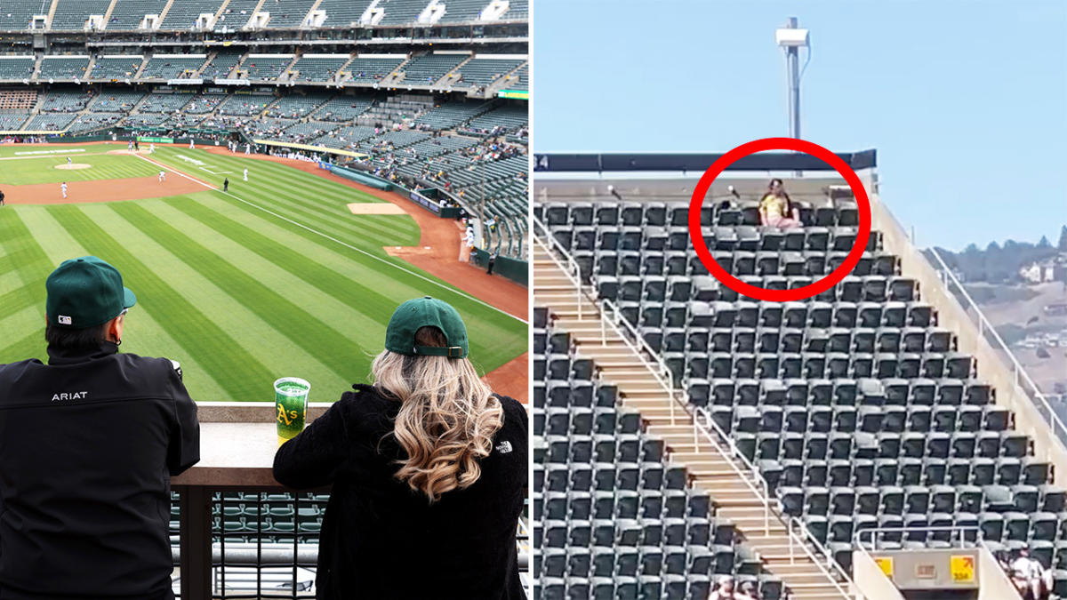 Oakland A's fans caught in lewd act in the stadium seats