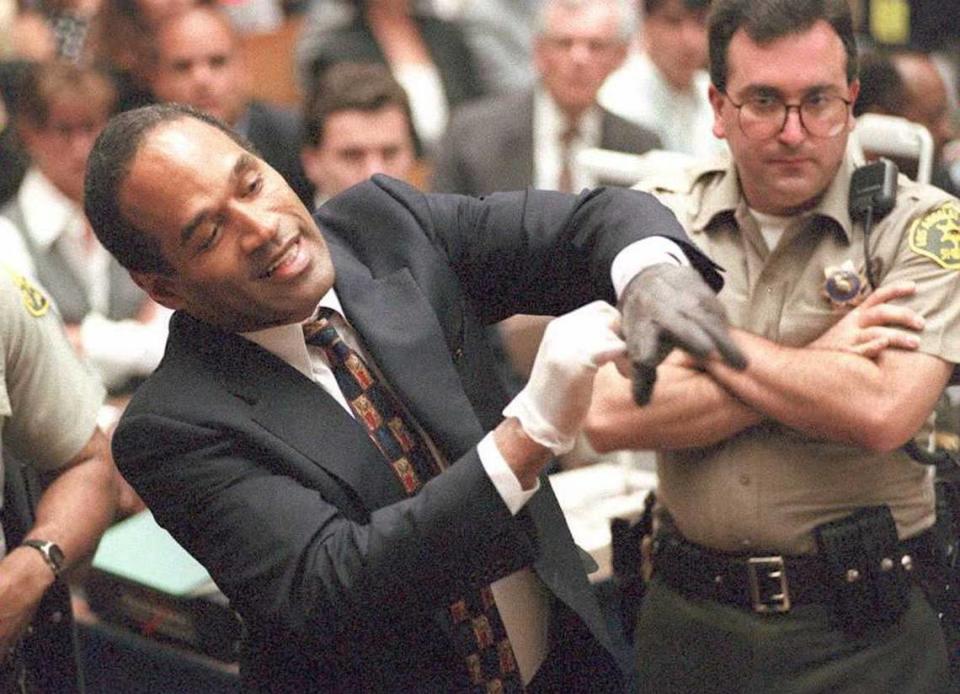 O.J. Simpson, and the glove that did not fit, during his 1995 double murder trial