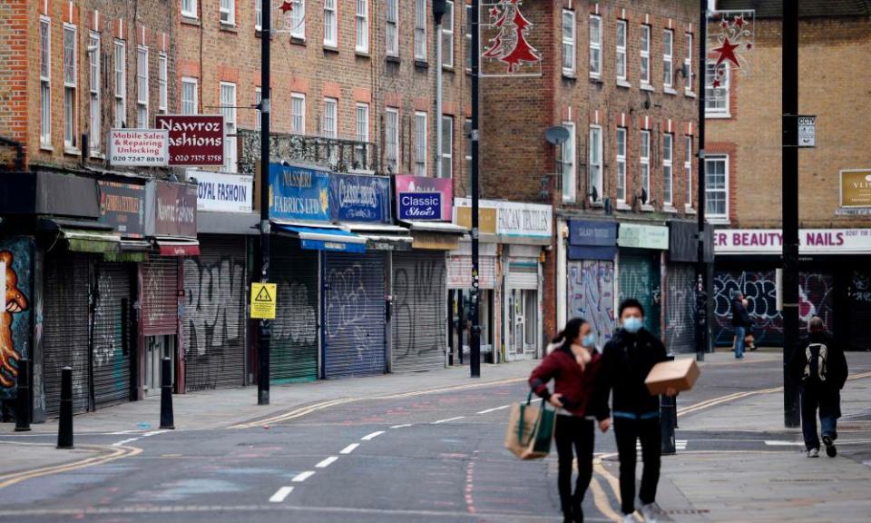 A near-deserted street in the City of London