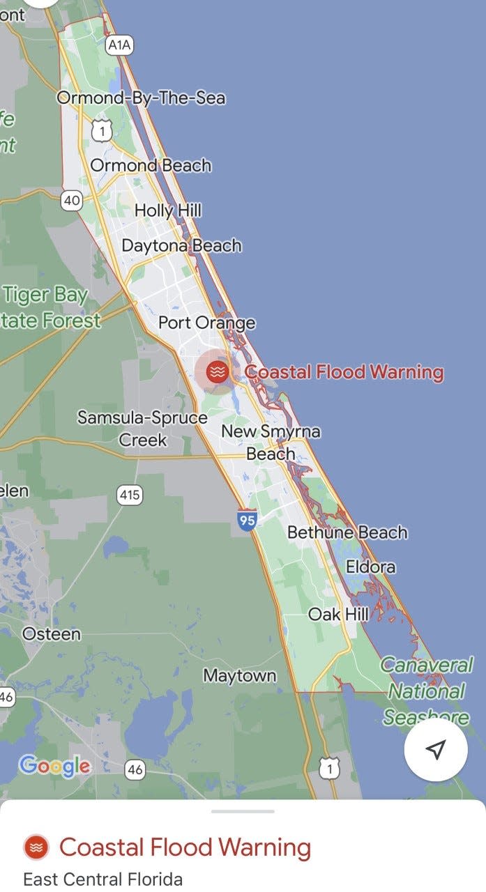 Coastal flood warning issued for East Central Florida including Volusia County.