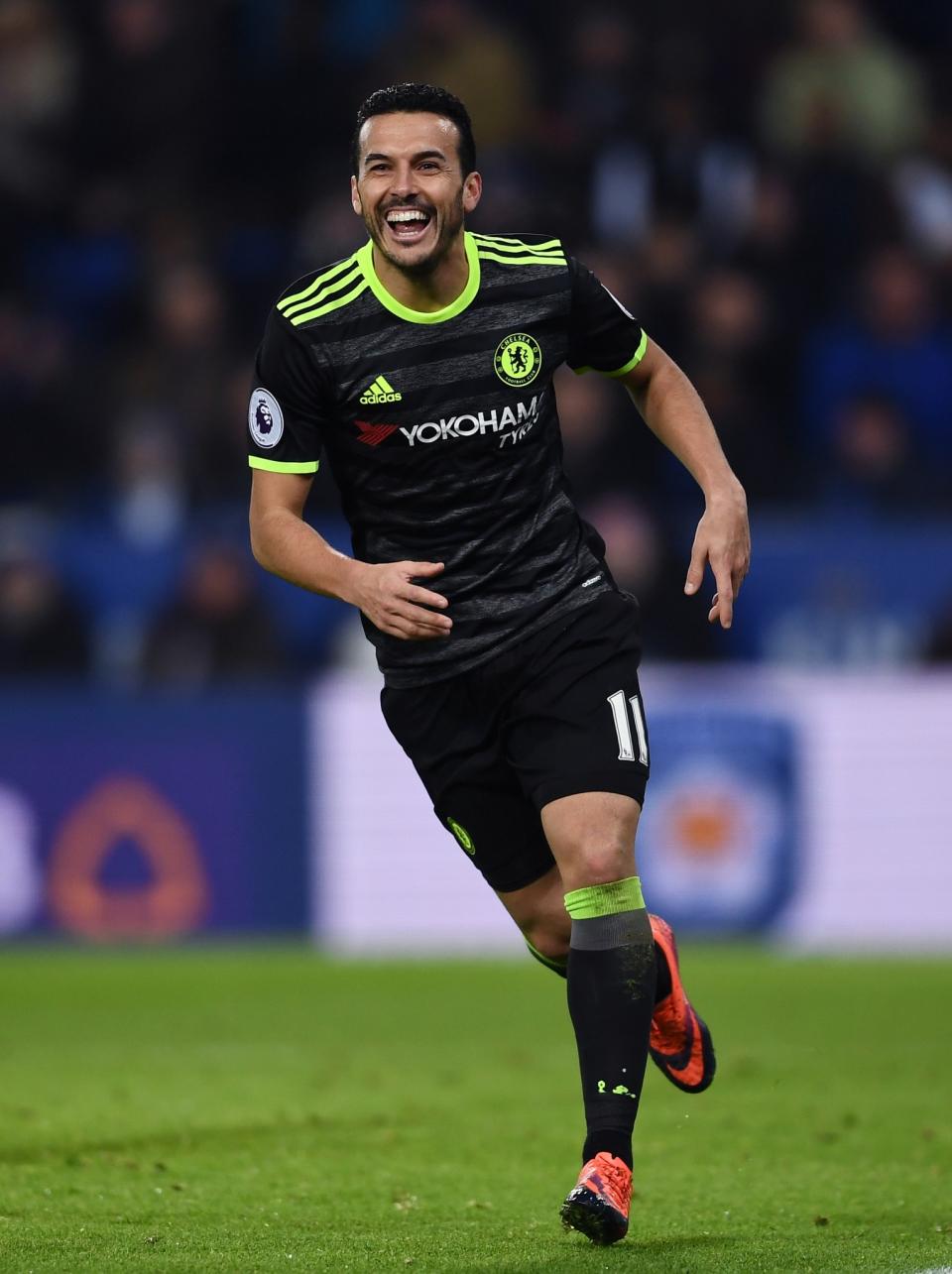 <p>Pedro shows his delight at making it 3-0</p>