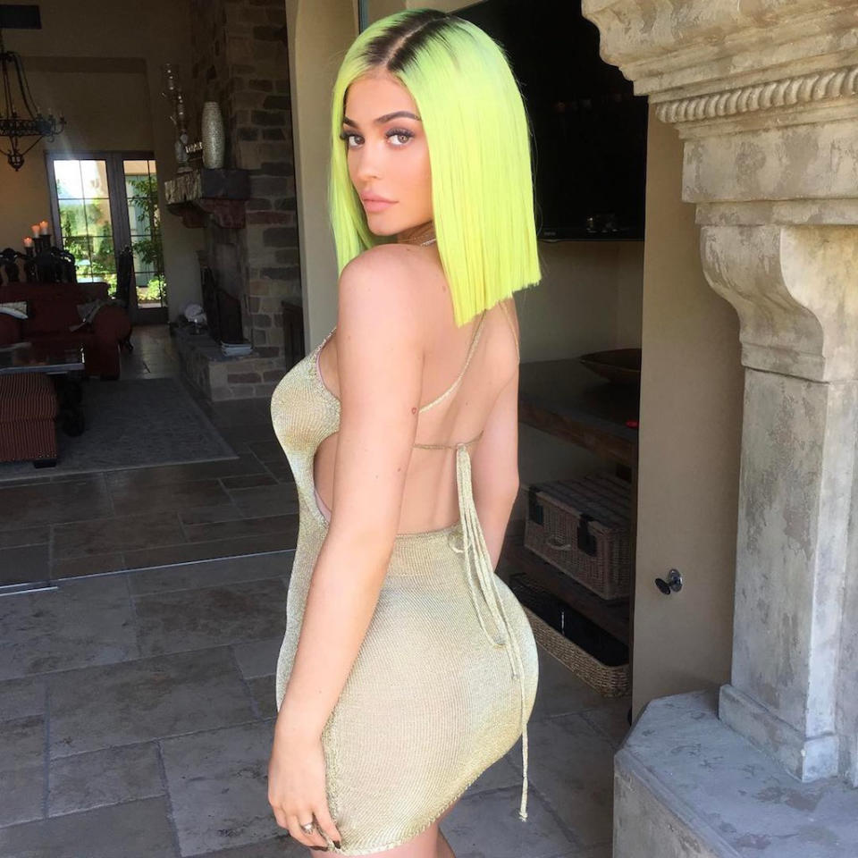 <p>Itty bitty waist? Yup. Round thing in your face? Double yup. But Kylie Jenner’s famous lineage isn’t enough to prove her rear end’s authenticity, as she’s also had to face down the implant rumors. “No ass implants,” she told <a rel="nofollow noopener" href="http://www.cosmopolitan.com.au/celebrity/kylie-jenner-butt-implant-rumours-18511" target="_blank" data-ylk="slk:Cosmopolitan magazine;elm:context_link;itc:0;sec:content-canvas" class="link "><em>Cosmopolitan</em> magazine</a>. “I used to be 120 [pounds] — told everyone I was 120. … I was skinny. Now I’m pushing 136.” But in true Kardashian style, she digs her curves. Says Kylie, “It’s all right. I like the chunkiness.” (Photo: Kylie Jenner via Instagram) </p>