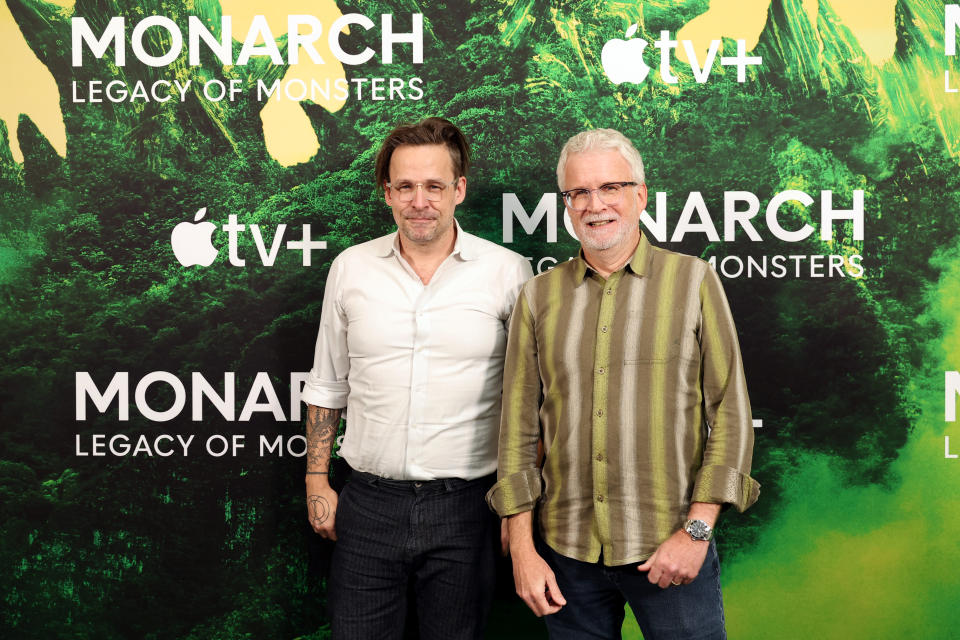 WEST HOLLYWOOD, CALIFORNIA - NOVEMBER 08: Executive Producer Matt Fraction (L) and Showrunner/Executive Producer Chris Black attend the Apple TV+ 