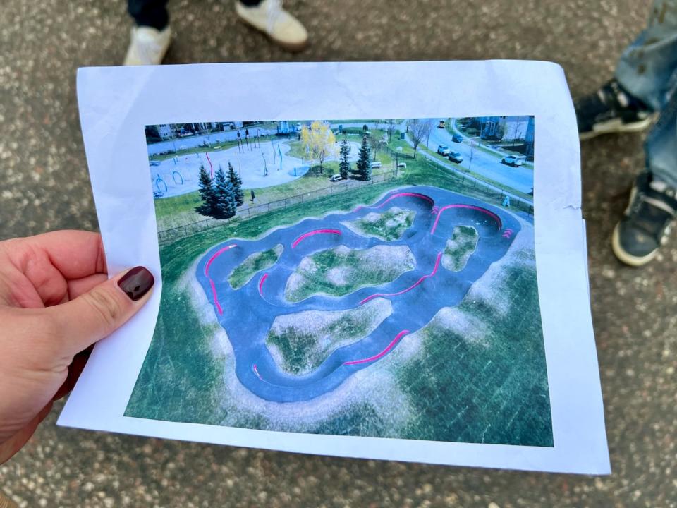 Tsetso and Beamish brought a picture of a proposed pump track they said could also benefit the community.