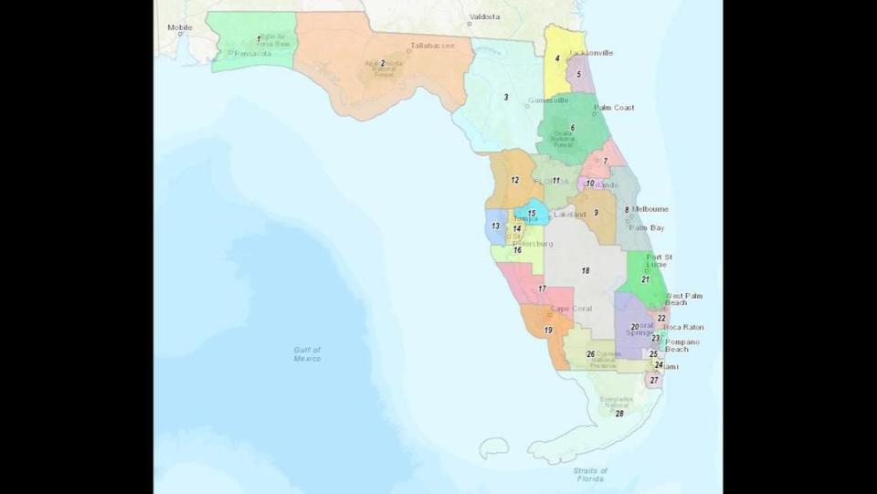 As legislators prepare to return to the Florida Capitol for a special session on redistricting, Gov. Ron DeSantis submitted a map on Wednesday, April 13, that would create 20 Republican districts in Florida, four more than currently, and eight Democratic districts. The plan also reduces the number of districts held by Black representatives from four to two.