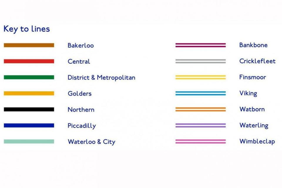 Key to lines: the map includes seven new lines