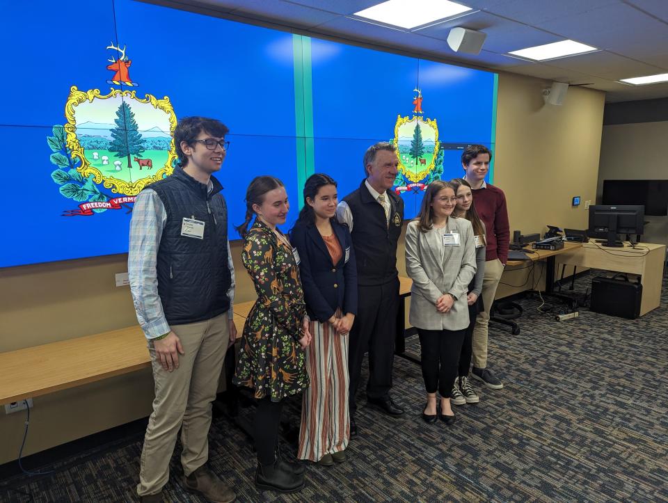 Members of the Vermont State Youth Council address Governor Phil Scott and the General Assembly on Jan. 30, 2024 for the first time, advising on policies impacting Vermont youth.