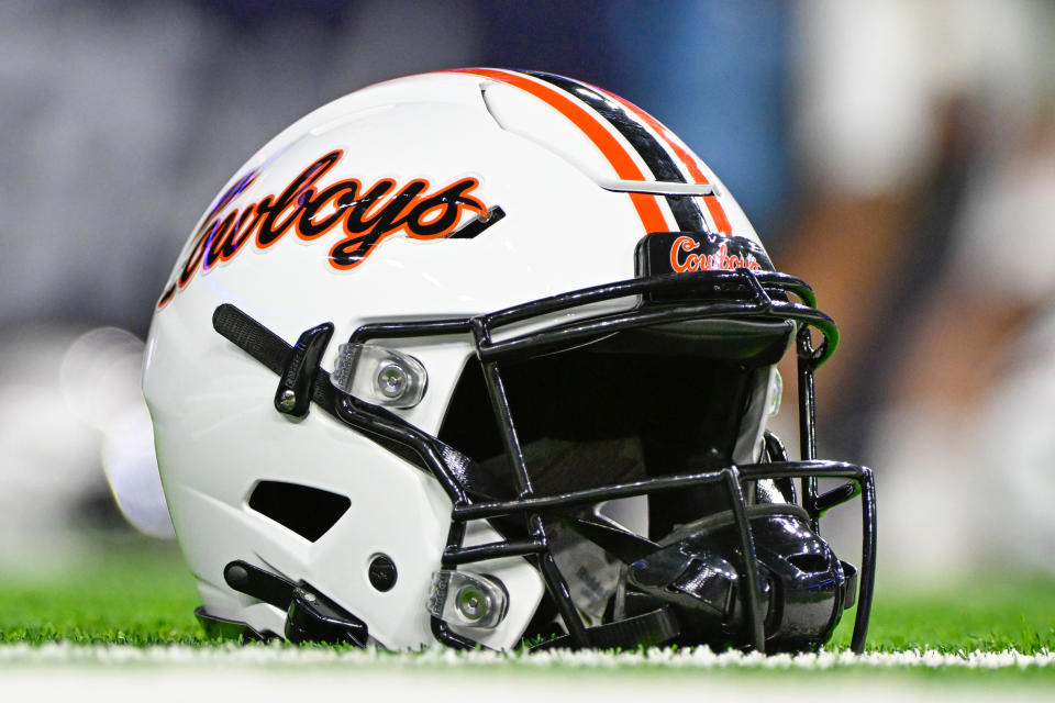 Oklahoma State football helmets mark the next frontier of NIL fundraising. (Ken Murray/Icon Sportswire via Getty Images)