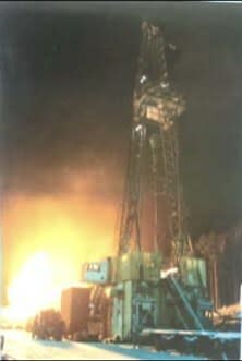 Figure 5: Molln-1 well gas test in 1989. (CNW Group/MCF Energy Ltd.)