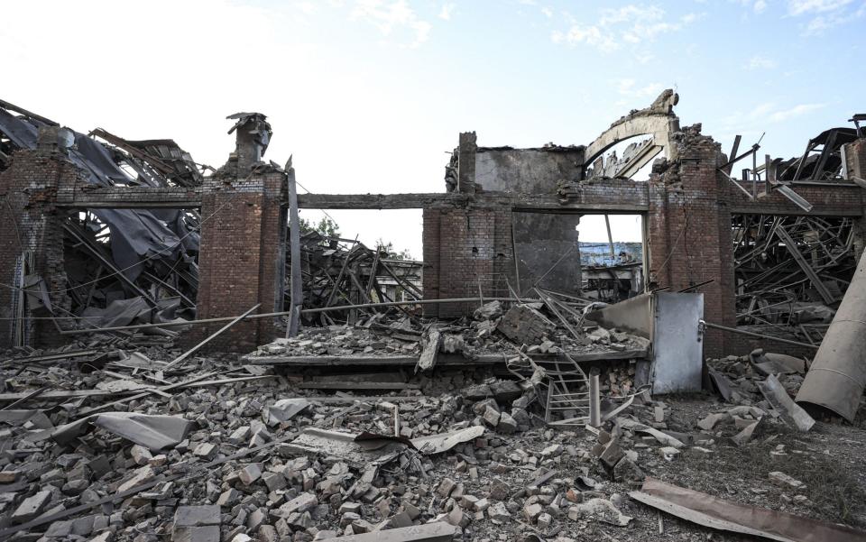 The destroyed repair factory after Russian shelling - Anadolu