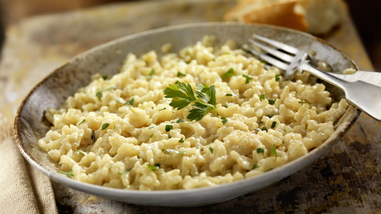 Seasoned rice in bowl