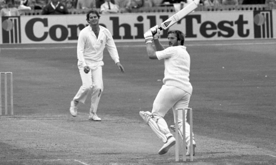 Ian Botham hits a four off Australia’s Terry Alderman, 1981