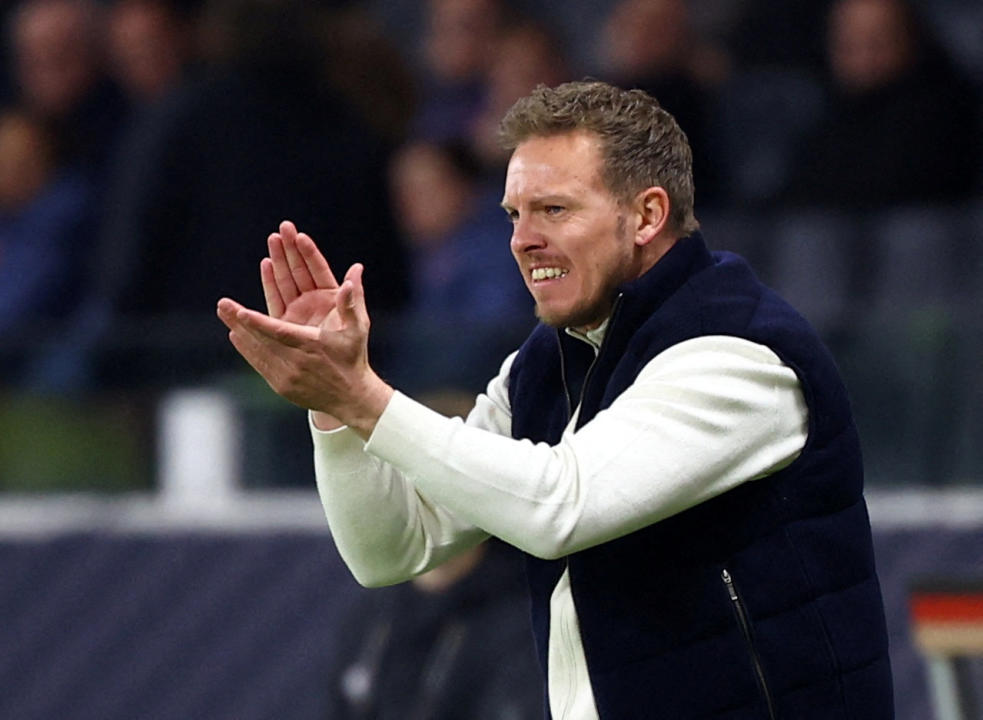 FILE PHOTO: Soccer Football - International Friendly - Germany v Netherlands - Deutsche Bank Park, Frankfurt, Germany - March 26, 2024  Germany coach Julian Nagelsmann reacts REUTERS/Kai Pfaffenbach/File Photo