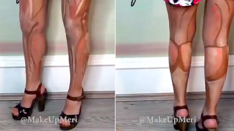 So apparently, leg contouring is a thing. Are you game to try this summer? (Photo: Instagram/Leg contouring)