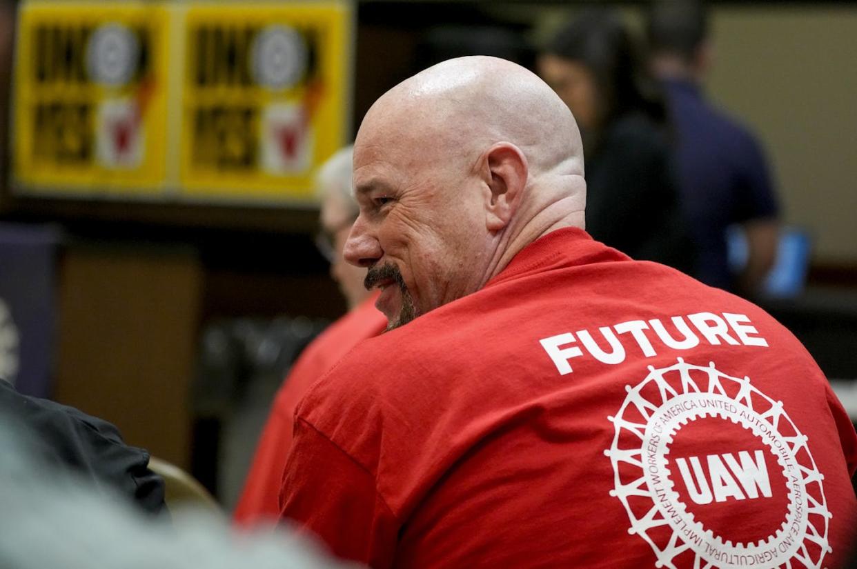 A Volkswagen autoworker waits for the results of a union vote on April 19, 2024, in Chattanooga, Tenn. <a href="https://newsroom.ap.org/detail/UAWVolkswagen/931034240db14e6ca18f8243e8c76791/photo?Query=united%20auto%20workers&mediaType=photo&sortBy=arrivaldatetime:desc&dateRange=Anytime&totalCount=2669&currentItemNo=26" rel="nofollow noopener" target="_blank" data-ylk="slk:AP Photo/George Walker IV;elm:context_link;itc:0;sec:content-canvas" class="link ">AP Photo/George Walker IV</a>