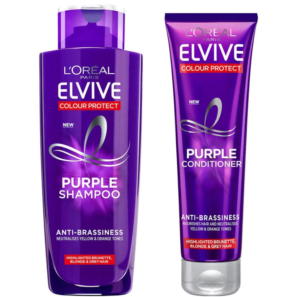 L'Oréal Paris Elvive Colour Protect Anti-Brassiness Purple Shampoo and Conditioner Set. (Photo: LookFantastic SG)
