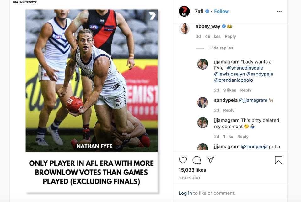 Channel 7 reporter Abbey Way was the target of online trolls. (@7AFL)