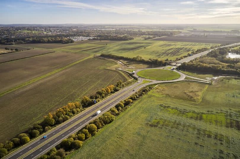 The M181 and Scotter Road junction, aerial view