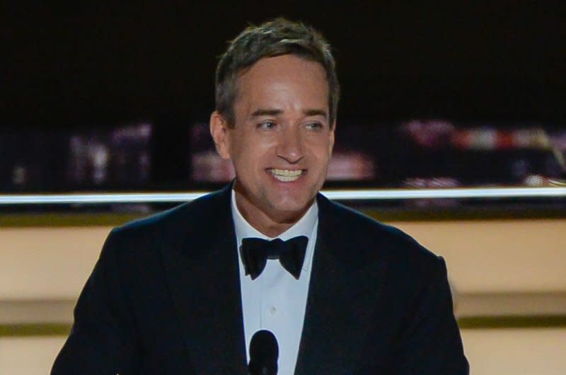 Matthew Macfadyen accepts the Outstanding Supporting Actor In a Drama Series award for "Succession" during the Primetime Emmy Awards in 2022. File Photo by Mike Goulding/UPI