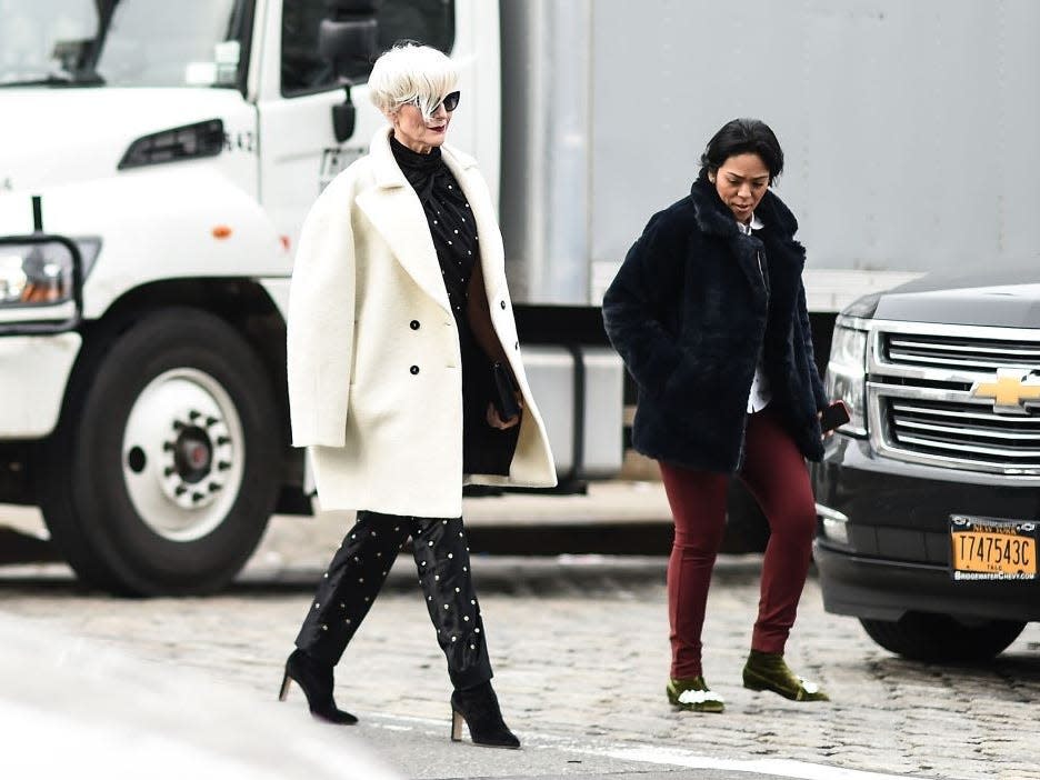 Maye Musk is seen outside the Jason Wu show during New York Fashion Week: Women's A/W 2018 on February 9, 2018 in New York City.