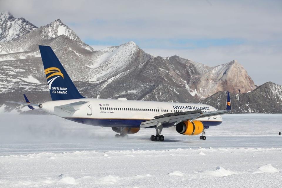 An Icelandair 757 on Antarctica.