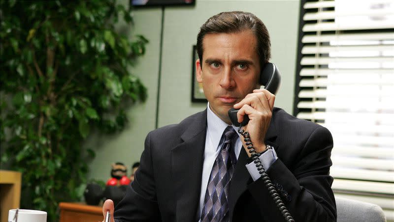 Steve Carell in a scene from NBC’s comedy “The Office.” Another member of “The Office” cast is open to returning to Dunder Mifflin.