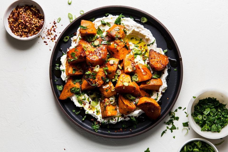 Honey Roasted Sweet Potatoes with Labneh