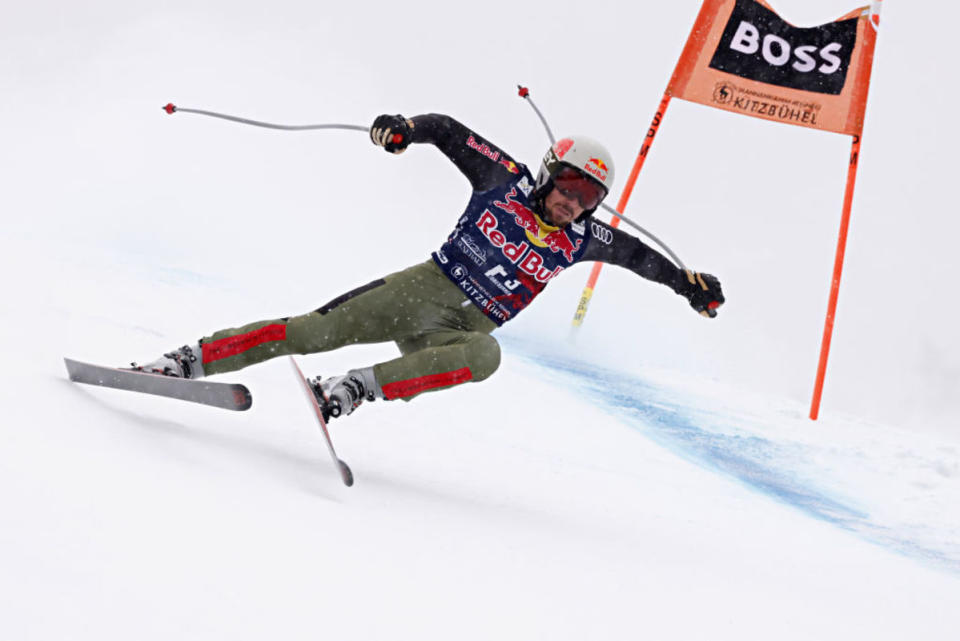 Marcel Hirscher of team Austria competes during the Audi FIS Alpine Ski World Cup Men's Downhill on January 21, 2022 in Kitzbuehel, Austria<p><a href="https://www.gettyimages.com/detail/news-photo/marcel-hirscher-of-team-austria-competes-during-the-audi-news-photo/1237875500?adppopup=true" rel="nofollow noopener" target="_blank" data-ylk="slk:Photo by Alexis Boichard/Agence Zoom/Getty Images;elm:context_link;itc:0;sec:content-canvas" class="link ">Photo by Alexis Boichard/Agence Zoom/Getty Images</a></p>