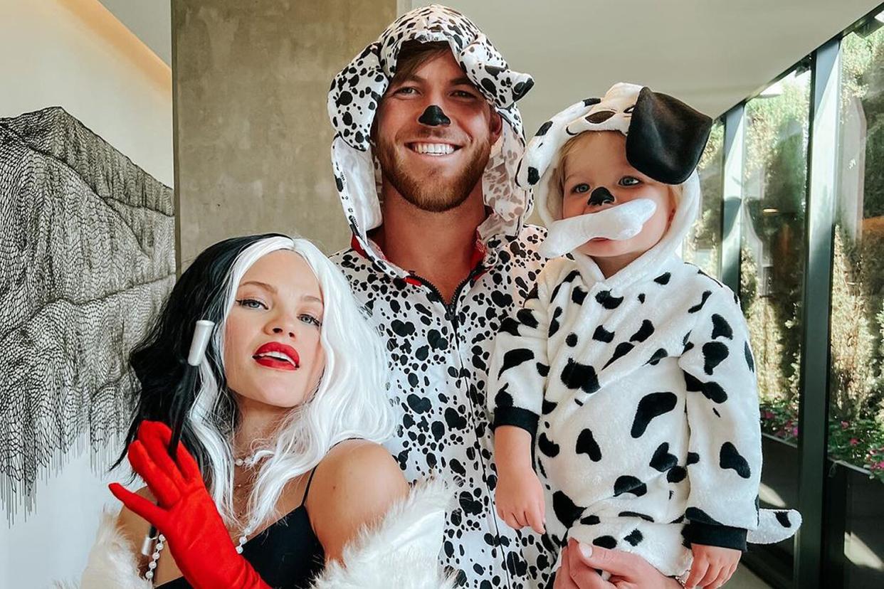 Witney Carson Is Cruella for Halloween, with Son Leo and Husband Carson McAllister As Her Puppies