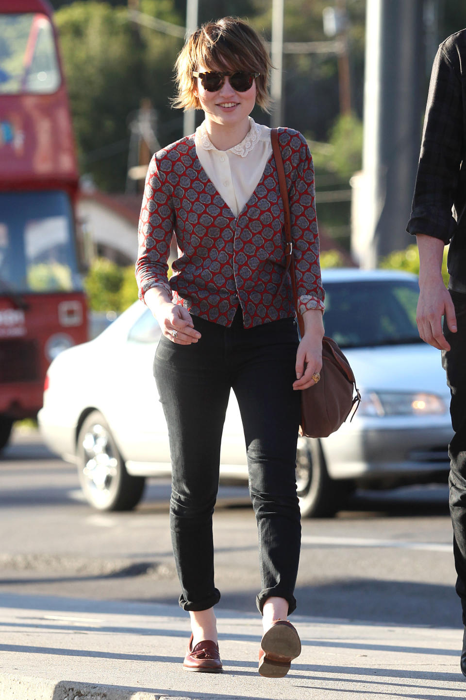 Emily in menswear-style loafers