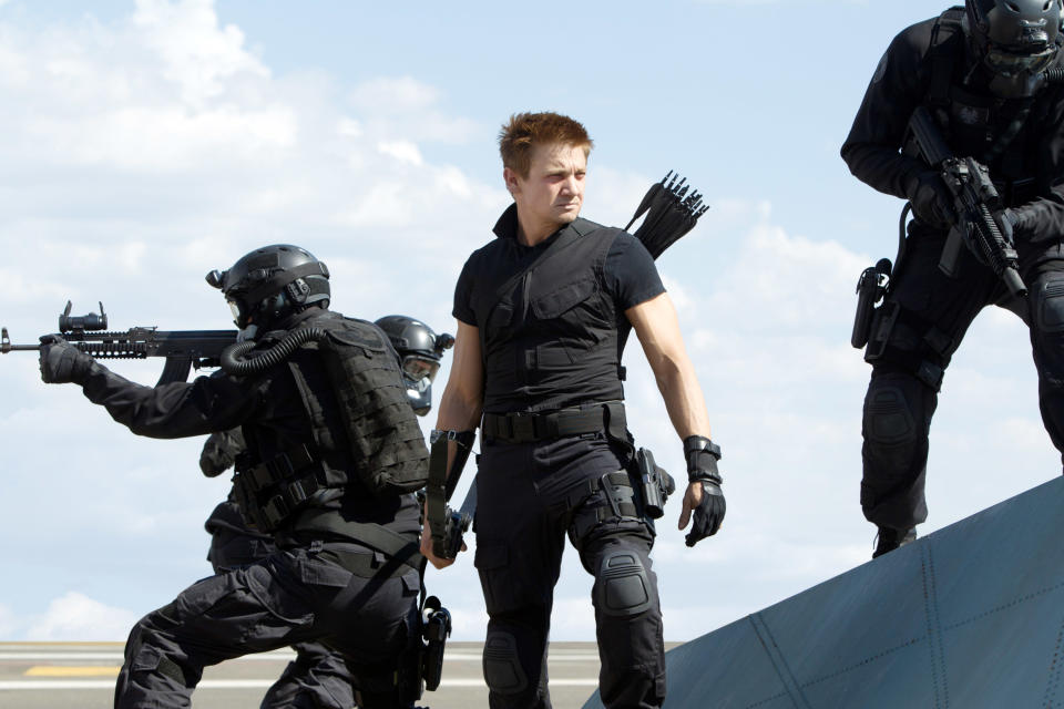 Jeremy Renner as Hawkeye in "The Avengers."