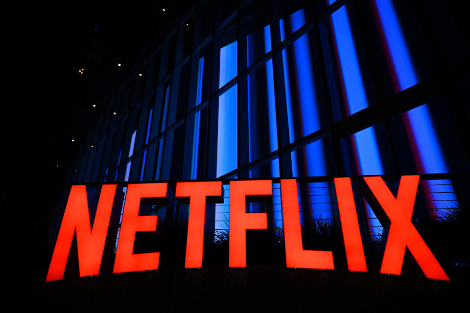 Le logo Netflix au Netflix Tudum Theatre de Los Angeles, en Californie, le 14 septembre 2022.