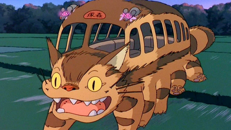 An animated Catbus in motion