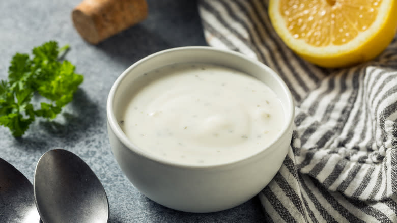 Small bowl of ranch dressing
