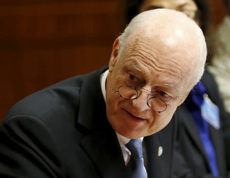 U.N. mediator for Syria Staffan de Mistura attends the opening of the Syrian Peace talks at the United Nations European headquarters in Geneva, Switzerland, January 29, 2016. REUTERS/Denis Balibouse