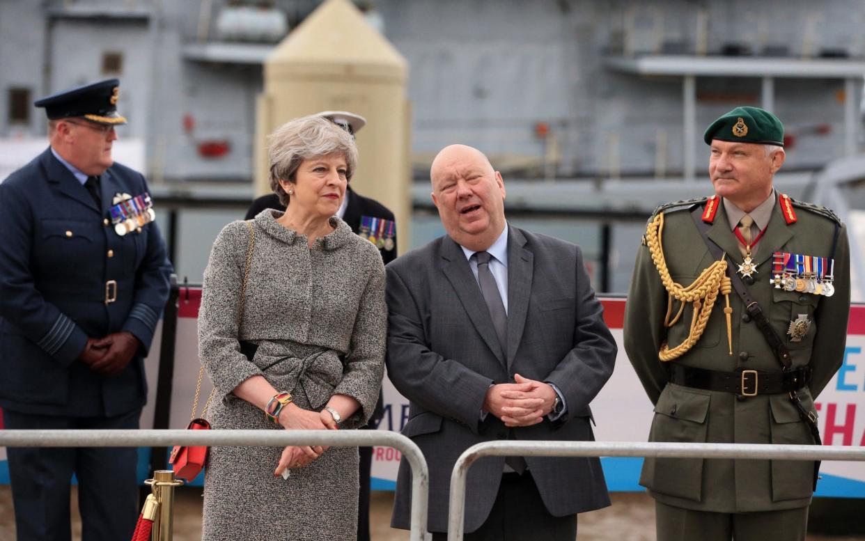 Prime Minister Theresa May with Mayor of Liverpool Joe Anderson at the ninth annual Armed Forces Day - PA