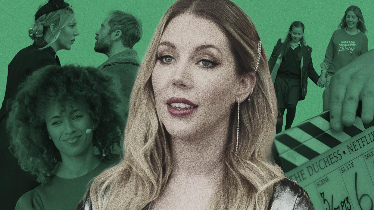 Comedian Katherine Ryan stars in "The Duchess" as a devoted single mom who just happens to be kind of a nightmare. (Photo: Illustration: Damon Dahlen/HuffPost; Photos: Netflix)