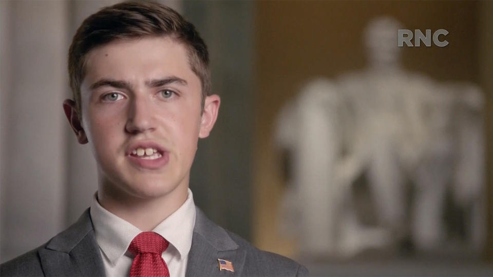 Sandmann speaks during the virtual Republican National Convention on Tuesday. (Screengrab via Reuters TV) 