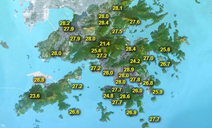 本港地區今日天氣預測部分時間有陽光及炎熱，市區最高氣溫約32度，新界再高一兩度。(香港天文台)