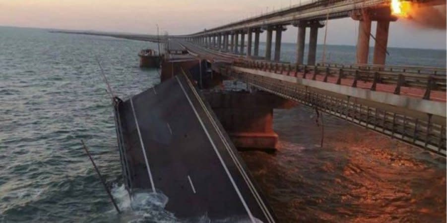 Traffic across the Crimea bridge was completely stopped, as part of the road crossing collapsed in an apparent attack by Ukraine early on Oct. 8