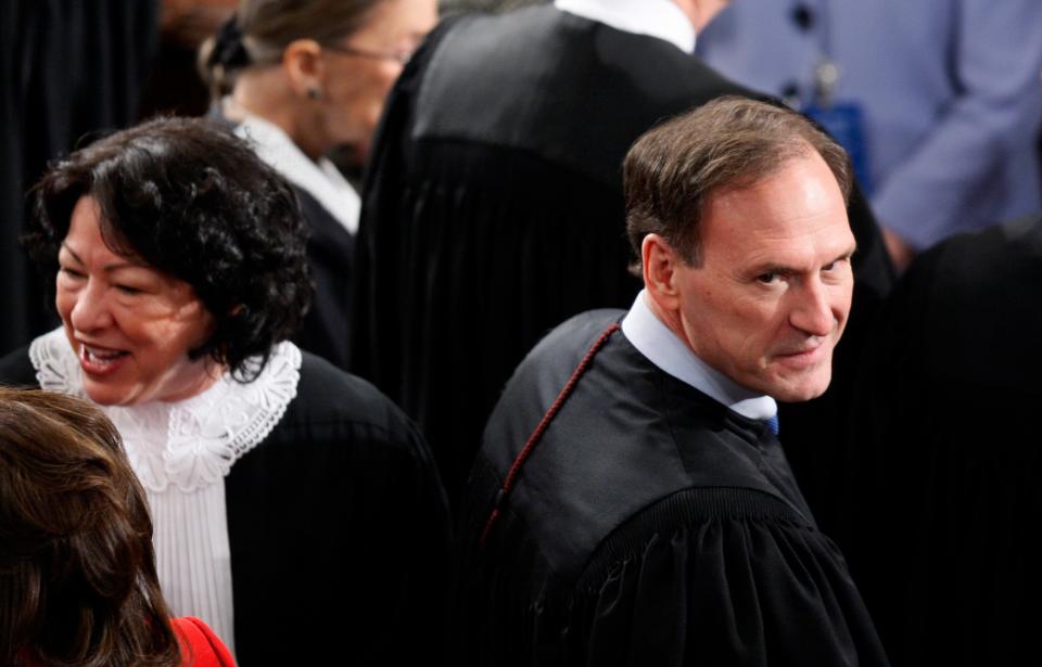 In this photo taken Jan. 27, 2010, Associate Justices Samuel Alito, right, and Sonia Sotomayor are seen before President Barack Obama delivers the State of the Union Address at the U.S. Capitol in Washington.