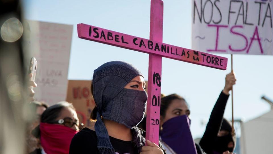 Manifestación de mujeres en Ciudad Juárez.