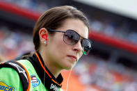CONCORD, NC - MAY 26: Danica Patrick, driver of the #7 GoDaddy.com Chevrolet, stands on the grid prior to the NASCAR Nationwide Series History 300 at Charlotte Motor Speedway on May 26, 2012 in Concord, North Carolina. (Photo by Tyler Barrick/Getty Images for NASCAR)