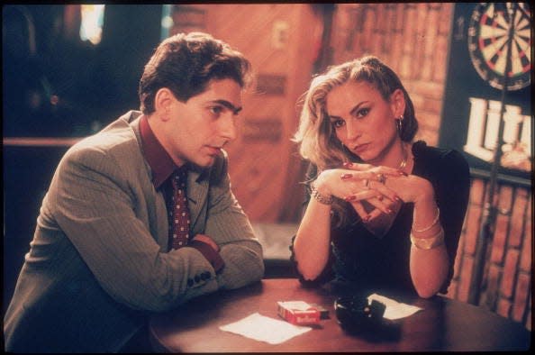 (L-R) Actors Michael Imperioli & Drea De Matteo in scene from HBO cable TV series The Sopranos.  (Photo by Anthony Neste/The LIFE Images Collection/Getty Images)