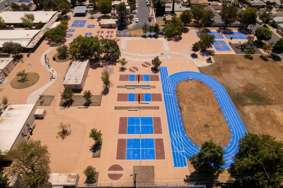 Reflective paint in a local park in Pacoima, Los Angeles (Courtesy of GAF)